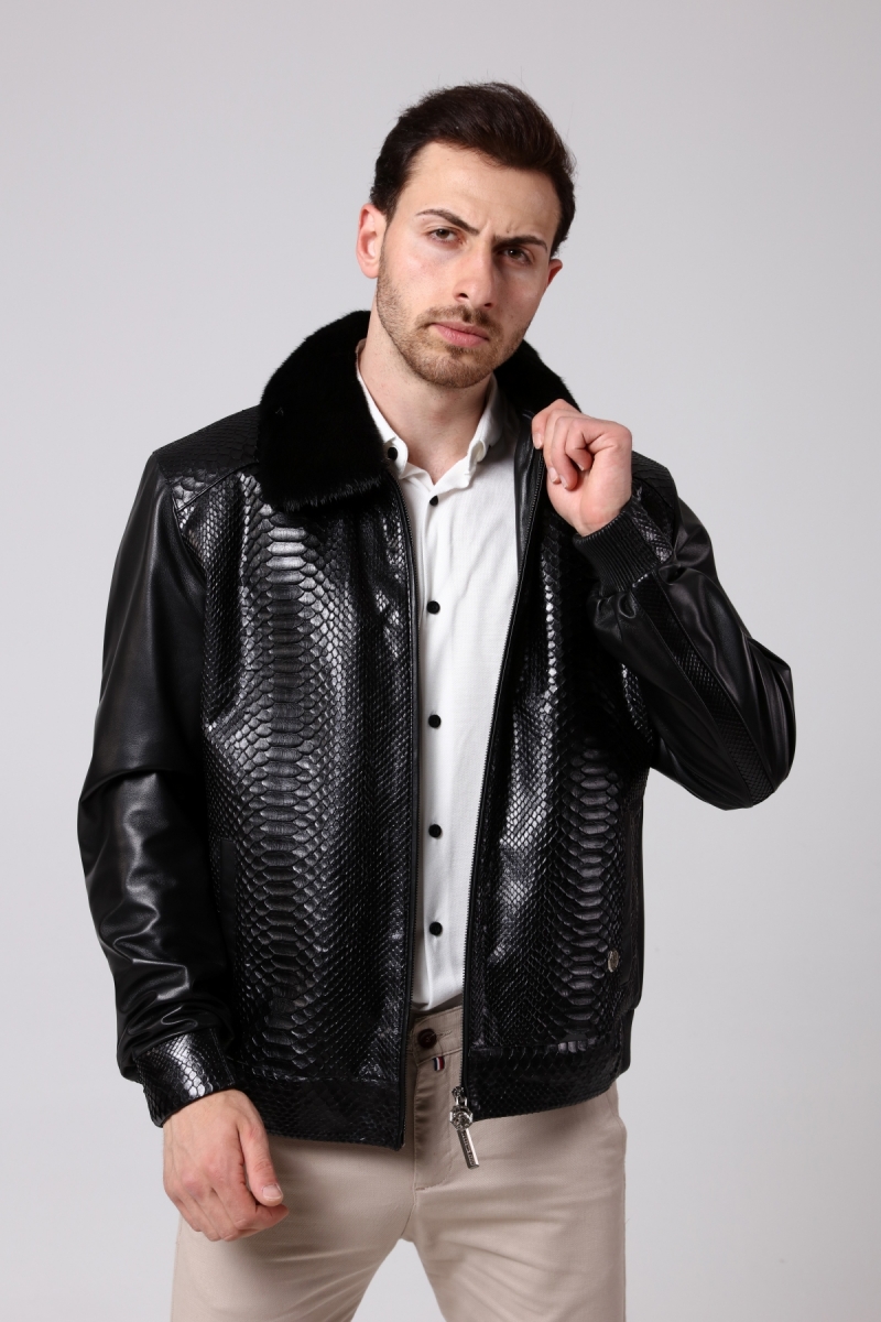 Bilgins Leather Fur - MEN COLLECTION, LEATHER COLLECTION, SOOTY PİTON CEKET
