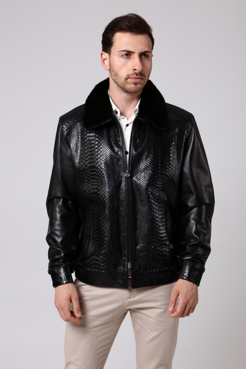 Bilgins Leather Fur - , LEATHER COLLECTION, SOOTY PİTON CEKET