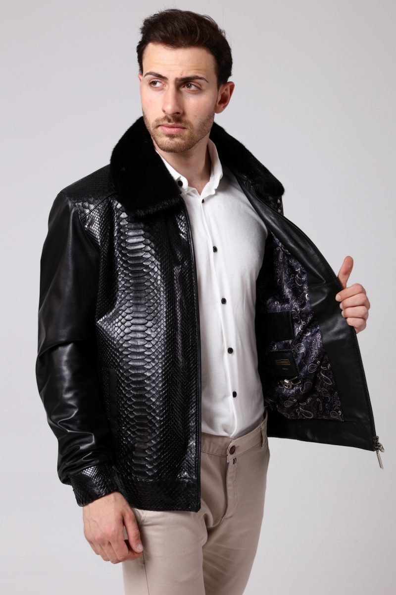 Bilgins Leather Fur - , LEATHER COLLECTION, SOOTY PİTON CEKET