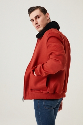 Red, Errege Mink Collar Cashmere Jacket
