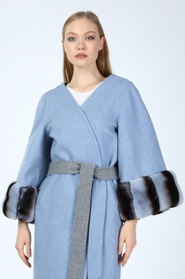 Blue, LUMIA Rex Rabbit Fur Woman Alpaca Coat