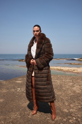 CHESTNUT Sable Fur Women's Overcoat