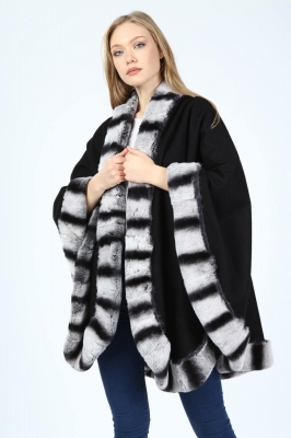 ZETON Rex Rabbit Fur Woman Cashmere Poncho