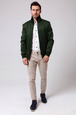 Green, Chelsea Rex Rabbit Fur Men's Cashmere Coat