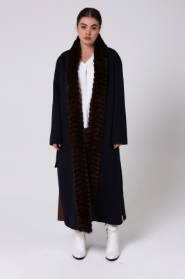 Bilgin's Astera Mink Fur Detailed Alpaca Women's Overcoat