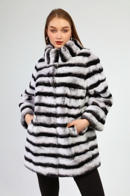 VIOLA Rex Chinchilla Fur Women's Coat 
