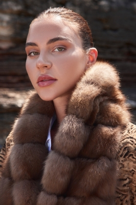 TRESE Sable Fur Detailed Swakara Fur Women's Overcoat