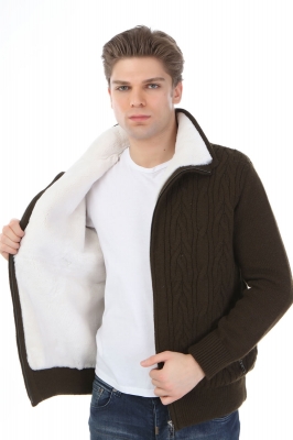 MONFORT Rex Rabbit Fur Wool Knitwear Cardigan