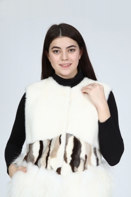 White, LILLY Fox Mink Fur Woman Vest