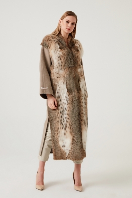 Bilgin's Repito Lynx Fur Cashmere Women's Overcoat