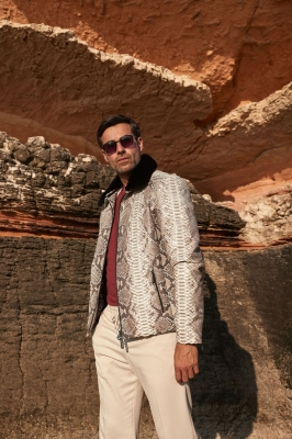 Natural, TREY Python Skin Men's Jacket