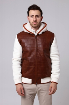 YAVO Leather and Knitwear Men's Coat