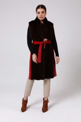 Bilgin's Deco Mink Fur Alpaca Women's Overcoat