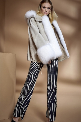MIRINDA Fox Fur Detailed Lamb Fur Women's Coat