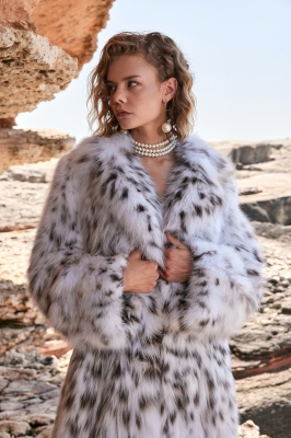 Natural, PUANTY Lynx Fur Women's Overcoat