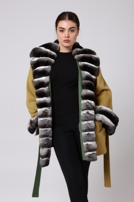 Bilgin's Cerope Chinchilla Fur Alpaca Women's Coat