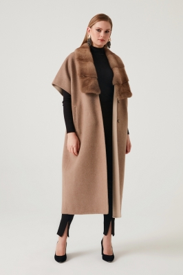 Alof Mink Fur Detailed Cashmere Coat