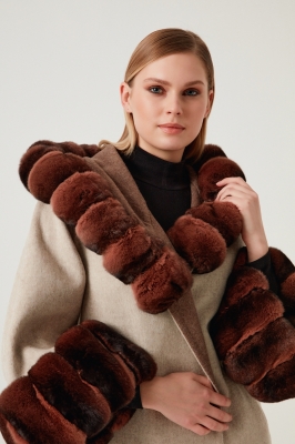 Vilia Chinchilla Fur Detailed Cashmere Coat