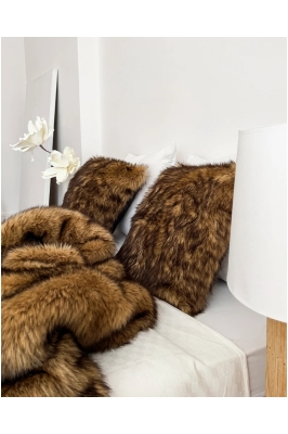 Natural, Fox Fur Pillow Cover