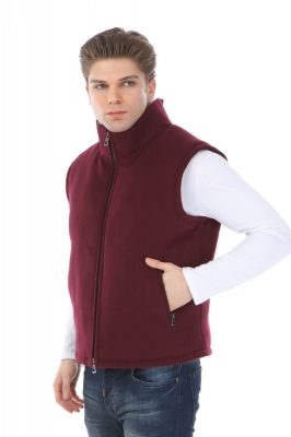 Cherry, TOLVA Rex Rabbit Fur Men's Cashmere Vest