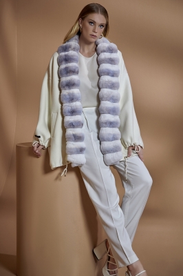 AGATA Chinchilla Fur Detailed Cashmere Women's Coat